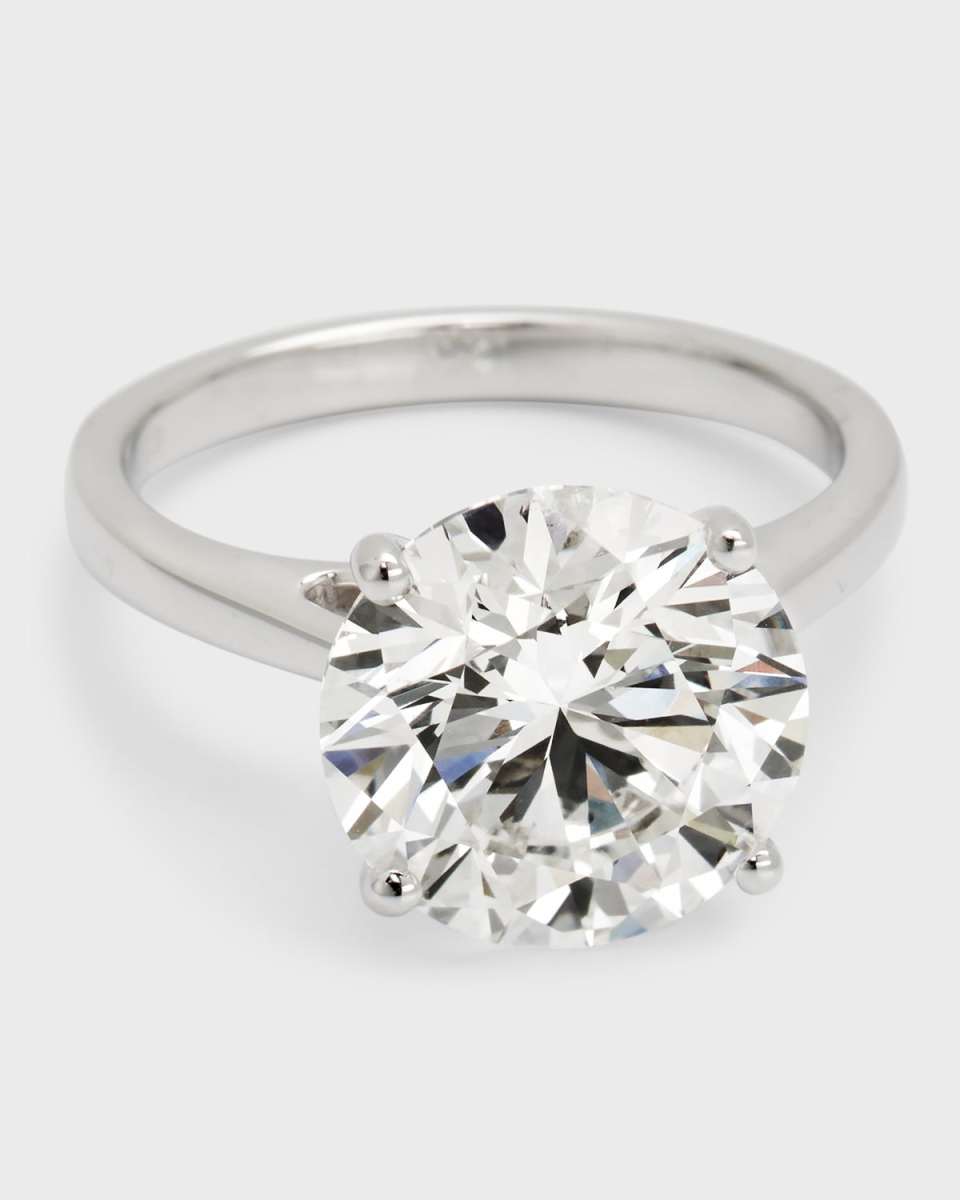 Lab Grown Diamond Platinum Round Solitaire Ring, Size 6, 5.0tcw